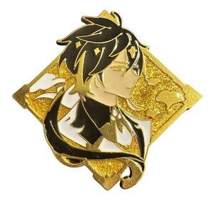 Green & Gold Anime 2.25" Genshin Impact Metal Enamel Lapel Pin